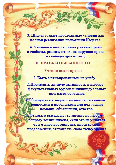 Кодекс класса 5 класс образец